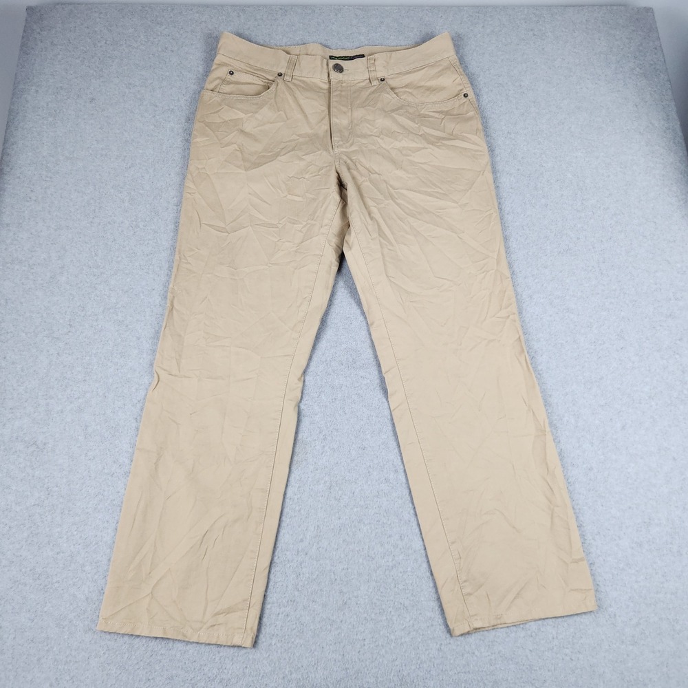 John Bartlett Consensus Chino Pants Men 34/30 Beige Cotton Travel Straight Leg